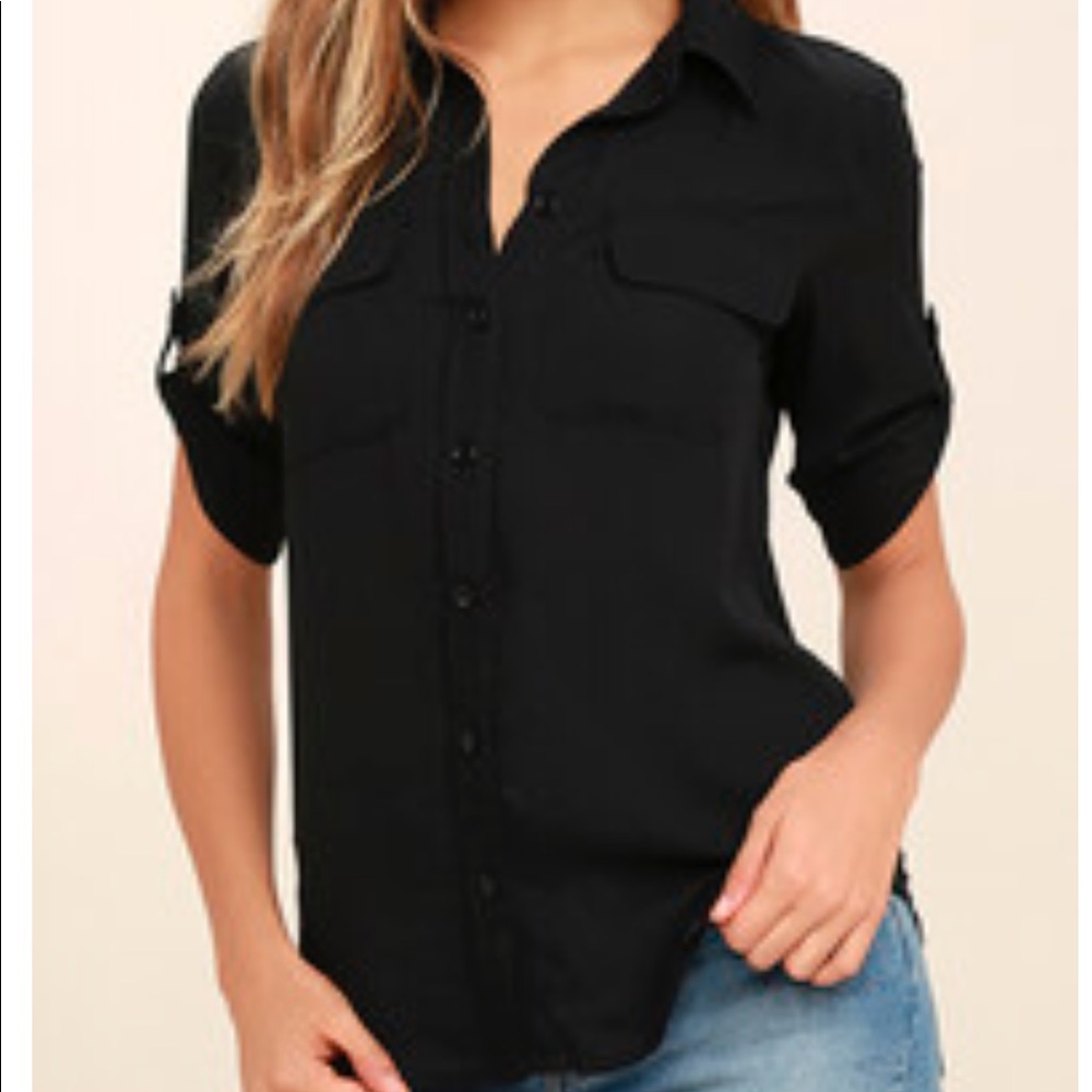 NWT Lulus Best of Friends Black Button Up Top, Small